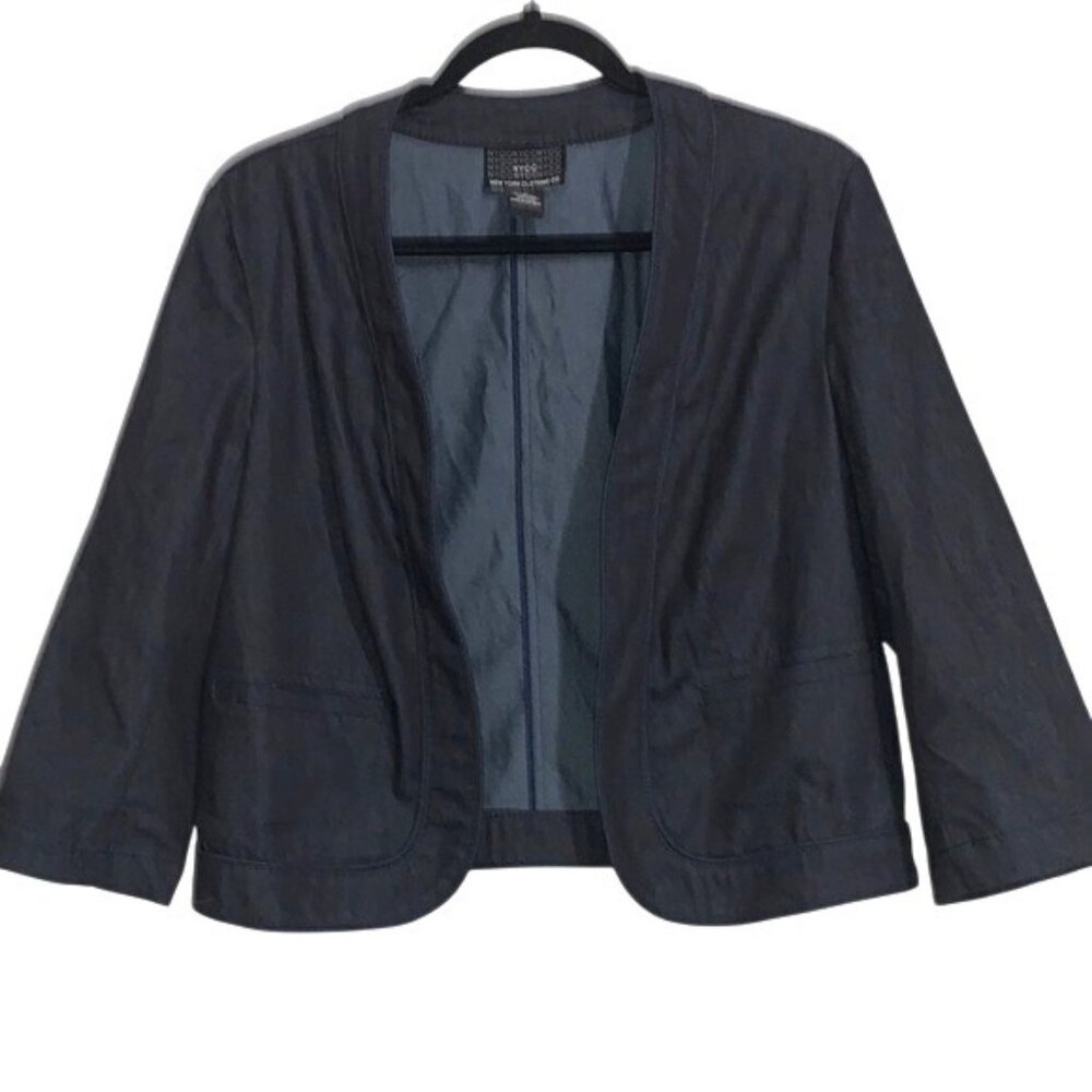 New York Clothing Co. Womens Black Open Front Blazer Jacket Size S